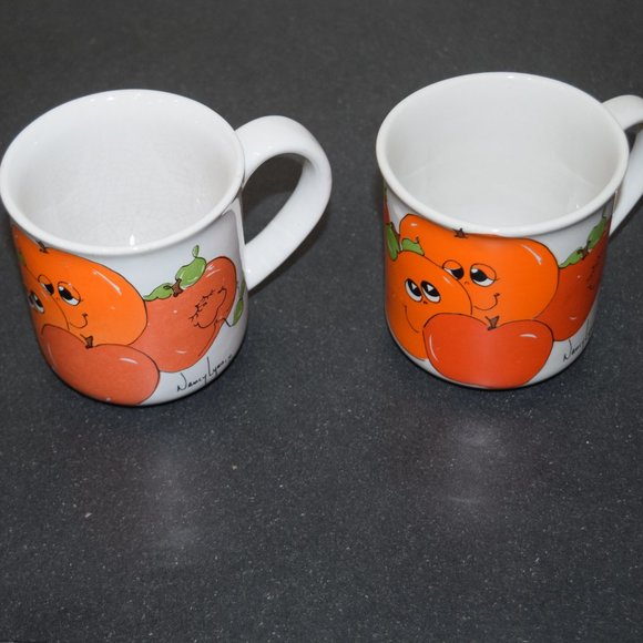 LOT Vtg Nancy Lynn Anthropomorphic Smiling Fruit Coffee Ceramic Mug Cups 70s E55 - Picture 5 of 12